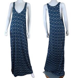 Joie Emilia Women Size L Blue Aztec Jersey Racerback Pullover Maxi Tank Dress